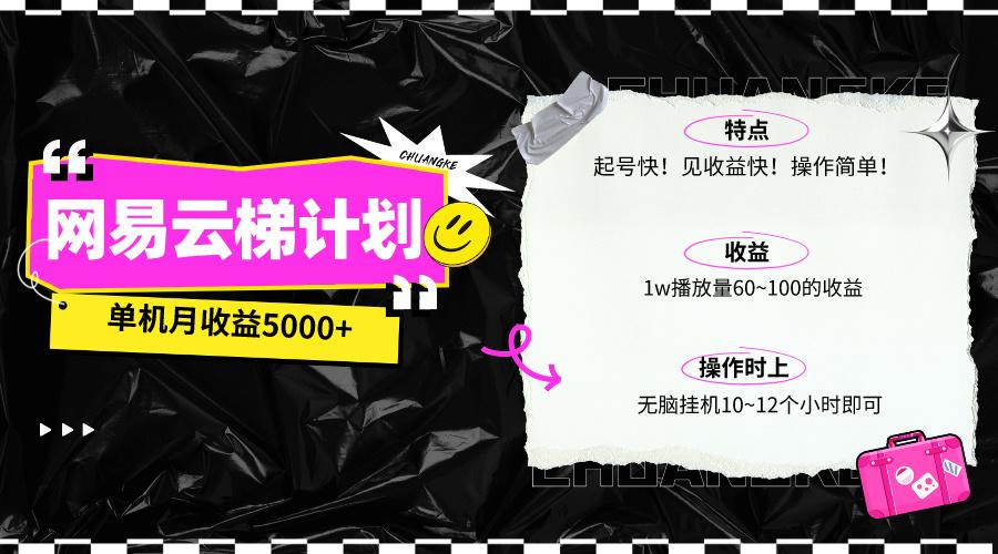 (10063期)最新网易云梯计划网页版，单机月收益5000+！可放大操作-梦凌网创