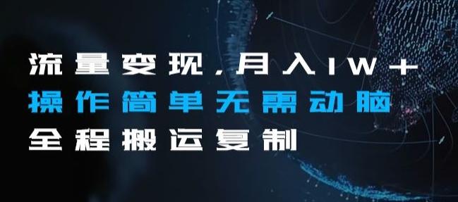流量变现，月入1W+操作简单无需动脑全程搬运复制【揭秘】-梦凌网创