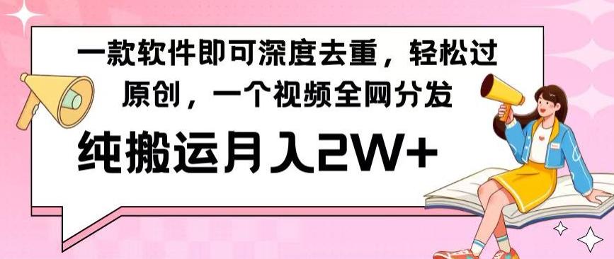 一款软件深度去重，轻松过原创，一个视频全网分发，纯搬运月入2W+-梦凌网创
