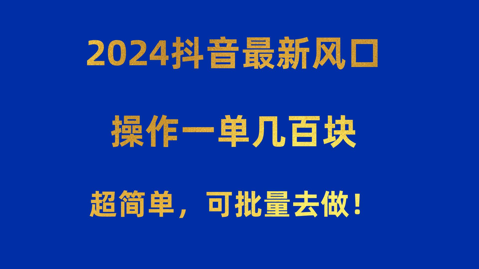 2024抖音最新风口！操作一单几百块！超简单，可批量去做！！！-梦凌网创