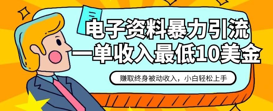 电子资料暴力引流，一单最低10美金，赚取终身被动收入，保姆级教程【揭秘】-梦凌网创