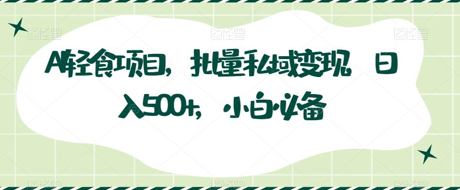 AI轻食项目，批量私域变现，日入500+，小白必备-梦凌网创
