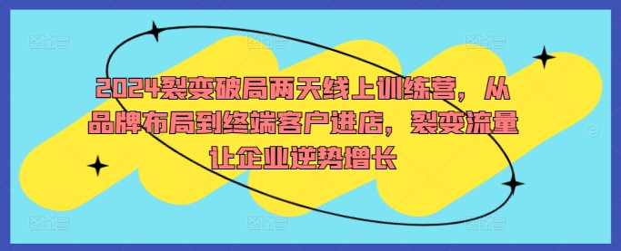 2024裂变破局两天线上训练营，从品牌布局到终端客户进店，裂变流量让企业逆势增长-梦凌网创