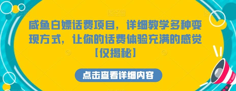 咸鱼白嫖话费项目，详细教学多种变现方式，让你的话费体验充满的感觉【仅揭秘】-梦凌网创