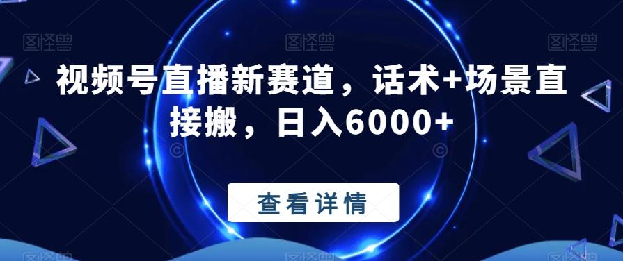 视频号直播新赛道，话术+场景直接搬，日入6000+-梦凌网创
