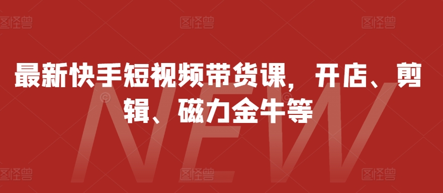 最新快手短视频带货课，开店、剪辑、磁力金牛等-梦凌网创