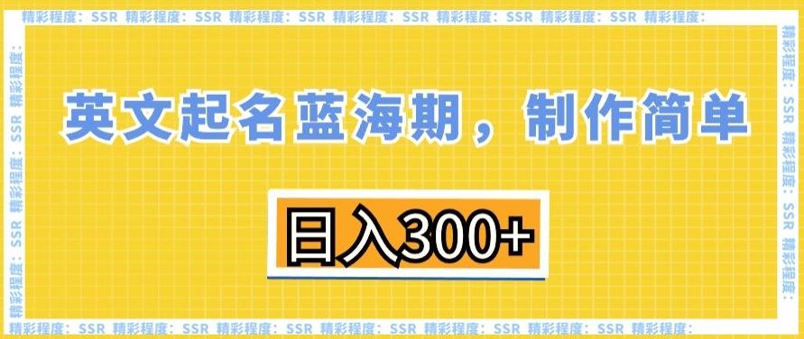 英文起名蓝海期，制作简单，日入300+【揭秘】-梦凌网创