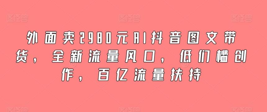 外面卖2980元AI抖音图文带货，全新流量风口，低们槛创作，百亿流量扶持-梦凌网创