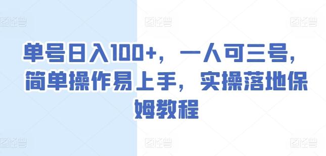 单号日入100+，一人可三号，简单操作易上手，实操落地保姆教程【揭秘】-梦凌网创