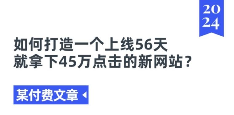 某付费文章《如何打造一个上线56天就拿下45万点击的新网站?》-梦凌网创