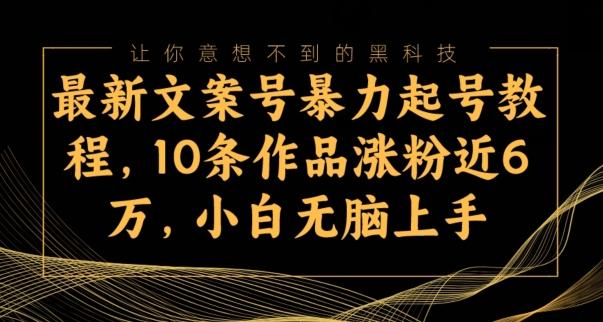 最新文案号暴力起号教程，10条作品涨粉近6万，小白无脑上手-梦凌网创