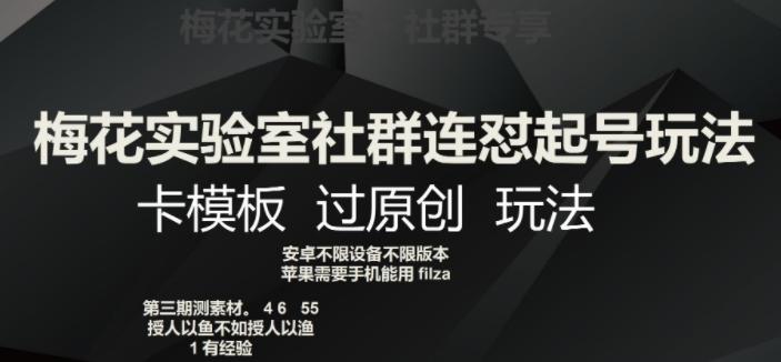 梅花实验室社群连怼起号玩法，卡模板过原创玩法【揭秘】-梦凌网创