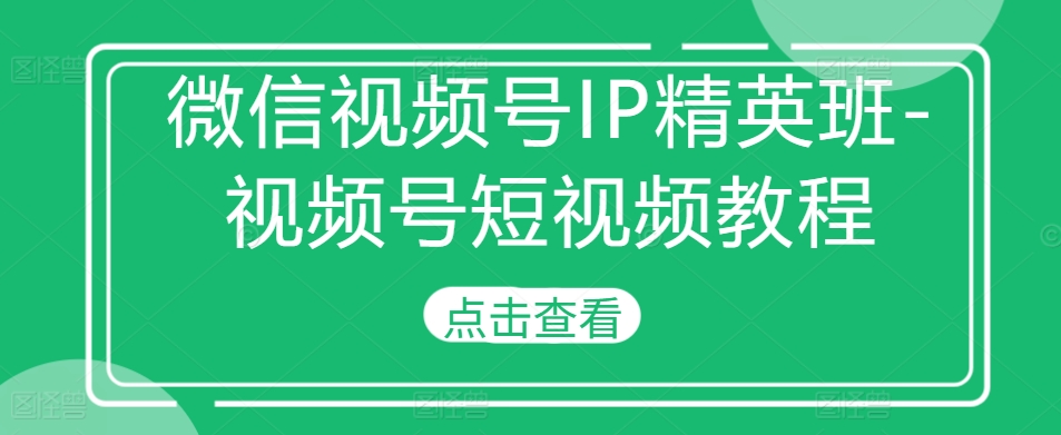 微信视频号IP精英班-视频号短视频教程-梦凌网创
