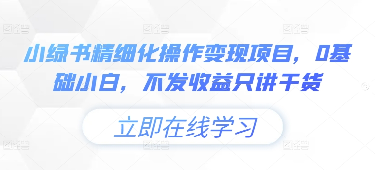 小绿书精细化操作变现项目，0基础小白，不发收益只讲干货-梦凌网创