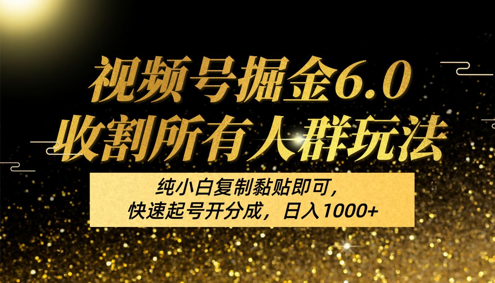 视频号掘金6.0收割所有人群玩法！纯小白复制黏贴即可，快速起号开分成，日入1000+-梦凌网创