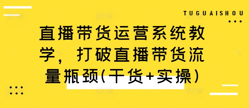 直播带货运营系统教学，打破直播带货流量瓶颈(干货+实操)-梦凌网创
