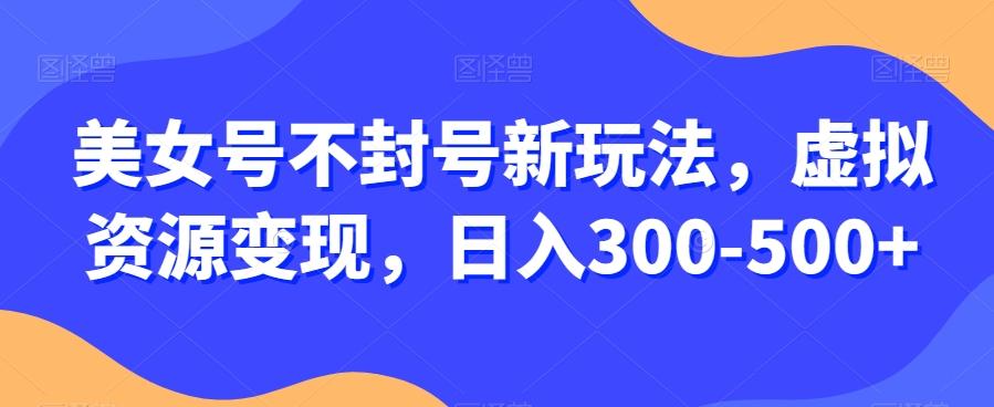 美女号不封号新玩法，虚拟资源变现，日入300-500+-梦凌网创