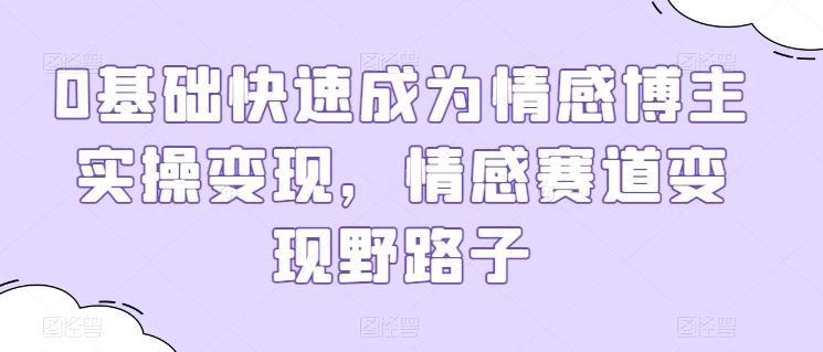 0基础快速成为情感博主实操变现，情感赛道变现野路子-梦凌网创