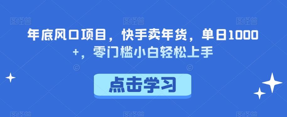 年底风口项目，快手卖年货，单日1000+，零门槛小白轻松上手-梦凌网创
