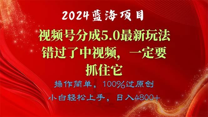 2024蓝海项目，视频号分成计划5.0最新玩法，错过了中视频，一定要抓住…-梦凌网创