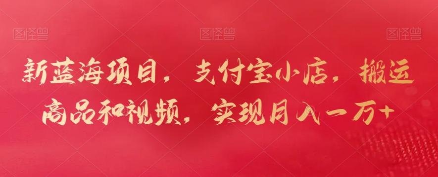新蓝海项目，支付宝小店，搬运商品和视频，实现月入一万+【揭秘】-梦凌网创
