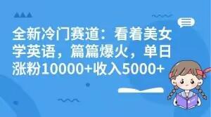 全新冷门赛道：看着美女学英语，篇篇爆火，单日涨粉10000+收入5000+-梦凌网创