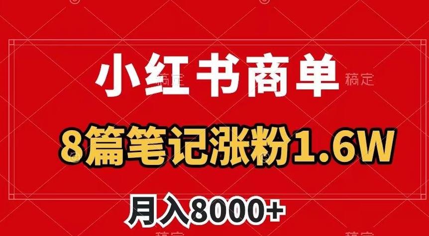 小红书商单最新玩法，8篇笔记涨粉1.6w，作品制作简单，月入8000+【揭秘】-梦凌网创