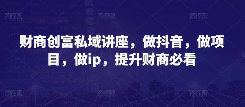 财商创富私域讲座，做抖音，做项目，做ip，提升财商必看-梦凌网创