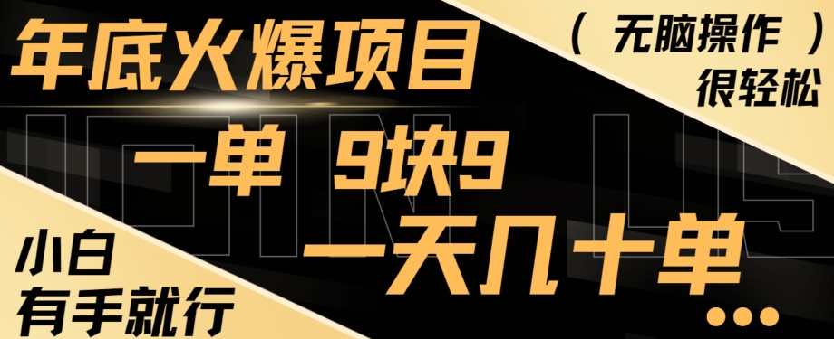 年底火爆项目，一单9.9，一天几十单，只需一部手机，傻瓜式操作，小白有手就行-梦凌网创