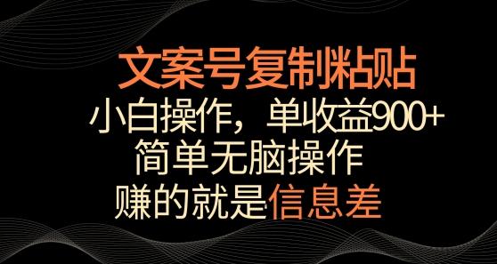 文案号掘金，简单复制粘贴，小白操作，单作品收益900+【揭秘】-梦凌网创