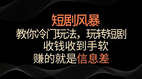 短剧风暴，教你冷门玩法，玩转短剧，收钱收到手软【揭秘】-梦凌网创