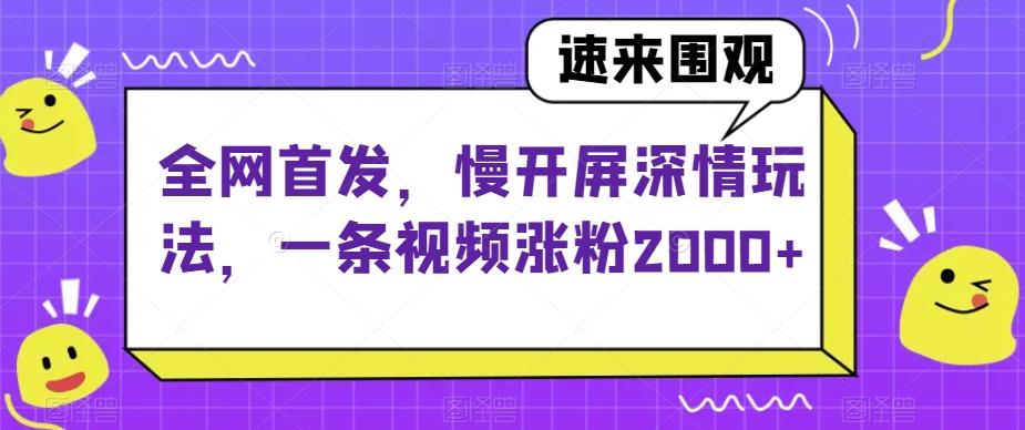 全网首发，慢开屏深情玩法，一条视频涨粉2000+【揭秘】-梦凌网创