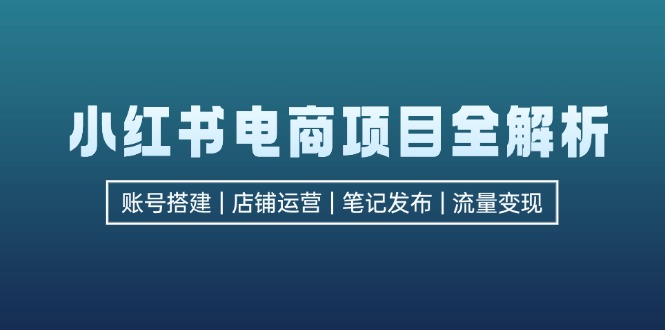 小红书电商项目全解析，包括账号搭建、店铺运营、笔记发布  实现流量变现-梦凌网创