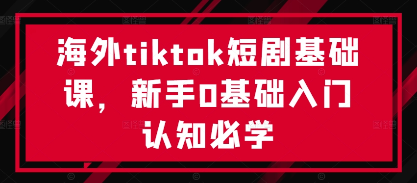 海外tiktok短剧基础课，新手0基础入门认知必学-梦凌网创