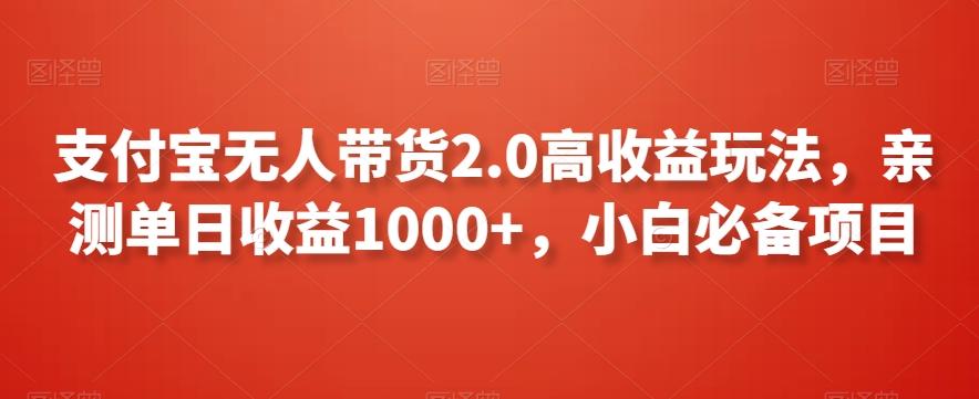 支付宝无人带货2.0高收益玩法，亲测单日收益1000+，小白必备项目【揭秘】-梦凌网创