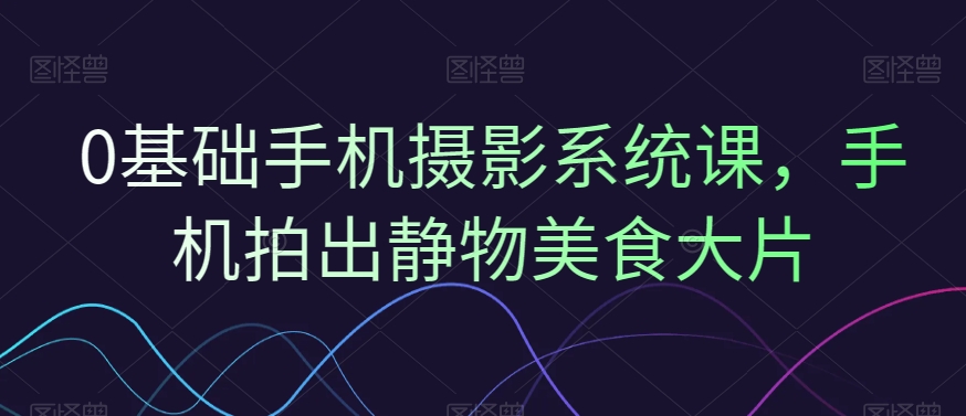 0基础手机摄影系统课，手机拍出静物美食大片-梦凌网创
