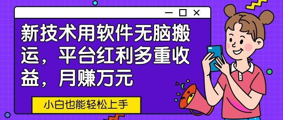 新技术用软件无脑搬运，平台红利多重收益，月赚万元，小白也能轻松上手-梦凌网创