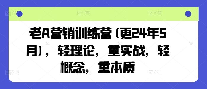 老A营销训练营(更24年6月)，轻理论，重实战，轻概念，重本质-梦凌网创