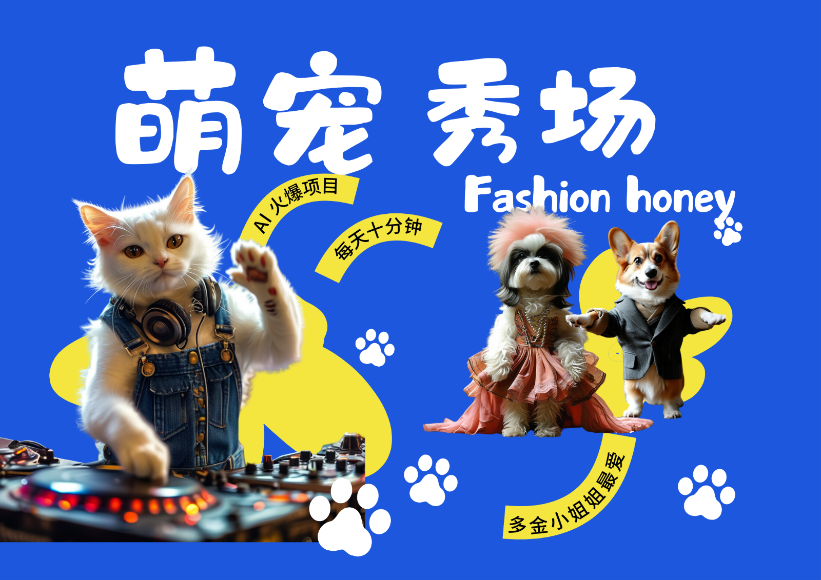 酷飒动物跳舞走秀 时尚喵FASHION汪 多金小姐姐最爱的 轻松月入破W-梦凌网创