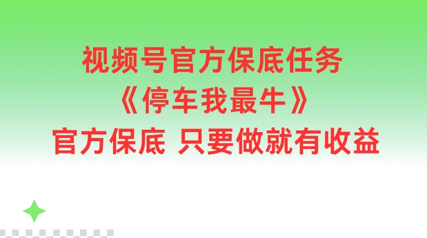 视频号官方保底任务，停车我最牛，官方保底只要做就有收益【揭秘】-梦凌网创