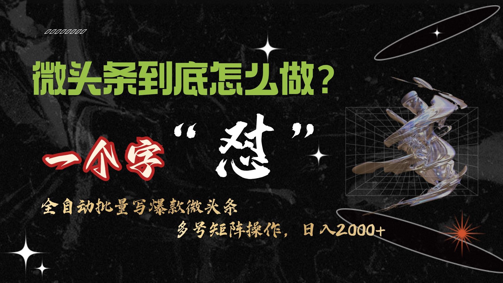 (9809期)微头条最新最强连怼操作，10分钟50条，真正解放双手，月入1w+-梦凌网创