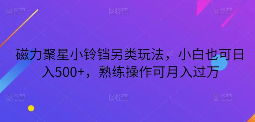 磁力聚星小铃铛另类玩法，小白也可日入500+，熟练操作可月入过万-梦凌网创