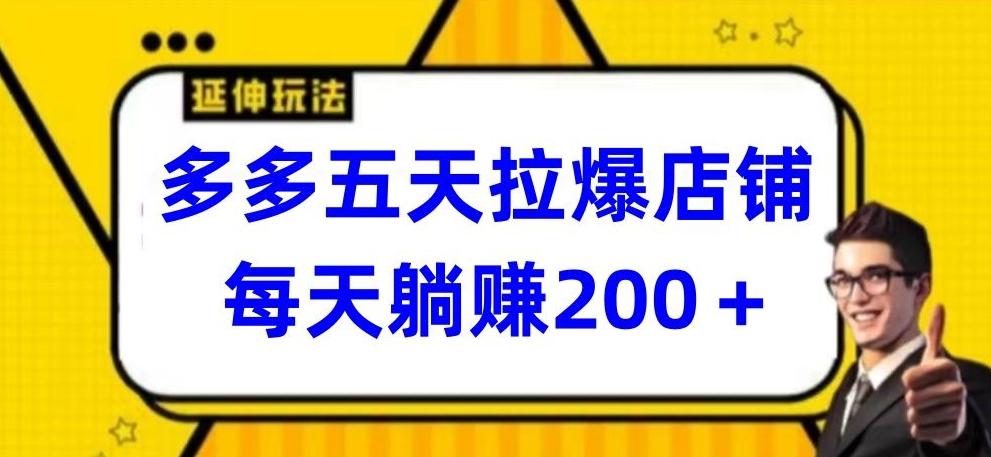 多多五天拉爆店铺，每天躺赚200+【揭秘】-梦凌网创