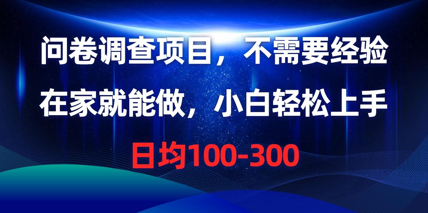 问卷调查项目，不需要经验，在家就能做，小白轻松上手，日均100-300-梦凌网创