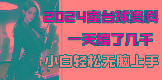 2024卖台球资料，一天搞了几千，小白轻松无脑上手-梦凌网创