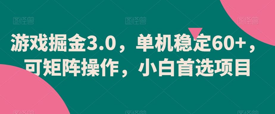 游戏掘金3.0，单机稳定60+，可矩阵操作，小白首选项目【揭秘】-梦凌网创