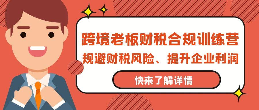 (9838期)跨境老板-财税合规训练营，规避财税风险、提升企业利润-梦凌网创