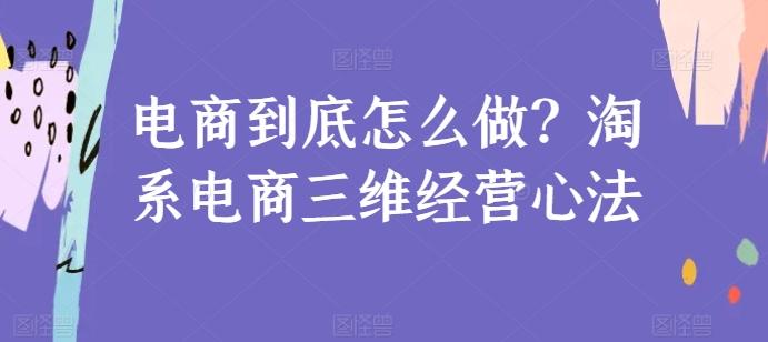电商到底怎么做？淘系电商三维经营心法-梦凌网创