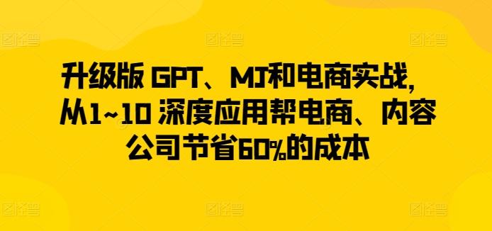 升级版 GPT、MJ和电商实战，从1~10 深度应用帮电商、内容公司节省60%的成本-梦凌网创