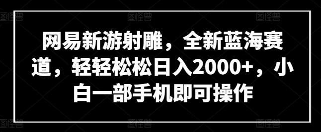 网易新游射雕，全新蓝海赛道，轻轻松松日入2000+，小白一部手机即可操作【揭秘】-梦凌网创
